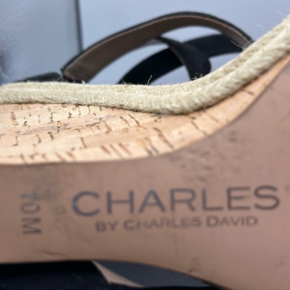 Charles By Charles David Black Strappy Wedges - Picture 8 of 10